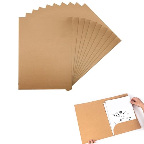 Armastuse 10 Stück Dokumentenmappe A4 Karton A4 Dateien aus Kraftpapier mit Taschen für Präsentationen, Projekte und Dokumente, Ordner aus Karton (braun) von Armastuse