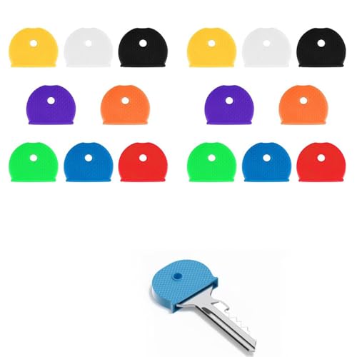 Armastuse 64 Stück Schlüsselabdeckungen Set in 8 Farben Identifikation für Schlüssel aus Kunststoff Codierungsetiketten für Hausschlüssel flach Standard von Armastuse