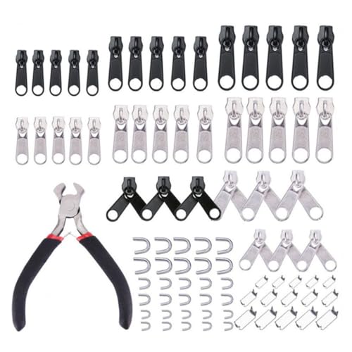 Armastuse Reißverschluss Reparaturset,85 Stück Reissverschluss Reparatur Set, #5 Ersatz Reißverschluss Zipper, Schieber Reißverschluss für Jacken, Jeans, Mantel, Taschen, Zelte von Armastuse