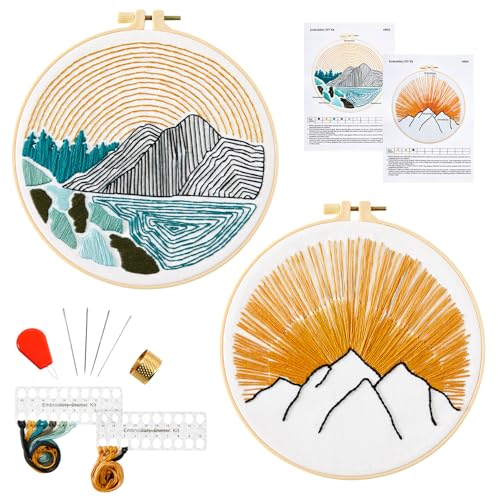 Armindou Handstickerei-Starter-Set für Anfänger und Erwachsene, gezähltes Kreuzstich-Nadelspitzen-Set, 2 Stickrahmen, 2 Stickstoffe mit Linienmustern, 2 Sets Stickzubehör Armindou Handstickerei-Starter-Set für Anfänger und Erwachsene, gezähltes Kreuzstich-Nadelspitzen-Set, 2 Stickrahmen, 2 Stickstoffe mit Linienmustern, 2 Sets Stickzubehör von Armindou