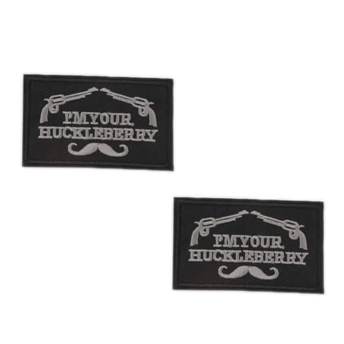 ArmorSmith Revolver Aufnäher zum Aufbügeln, taktische bestickte Applikation für Kleidung, Hüte und Taschen, 7,9 x 4,8 cm, schwarzes Polyester mit Silberfaden, 2 Stück von ArmorSmith