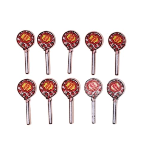 ArmorSmith Sweet Lollipop bestickter Aufnäher zum Aufbügeln, lebendiges rotes und gelbes Blumen-Design für Kleidung, Hüte, Taschen (7,6 x 3 cm) (3) von ArmorSmith