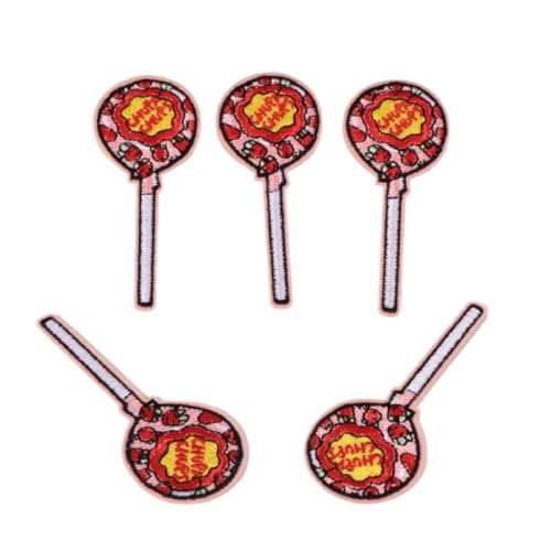 ArmorSmith Sweet Lollipop bestickter Aufnäher zum Aufbügeln, lebendiges rotes und gelbes Blumen-Design für Kleidung, Hüte, Taschen (7,6 x 3 cm) (5) von ArmorSmith