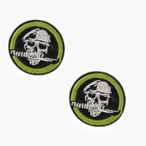 ArmorSmith Taktischer bestickter Aufnäher zum Aufbügeln, Totenkopf-Design mit Bordüre, 6,6 cm, runde Polyester-Applikation für Kleidung und Ausrüstung (2) von ArmorSmith