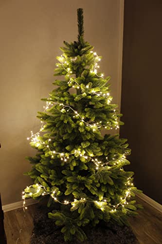 Arnusa LED Cluster Lichterkette 240 LED 6m Draht Lichterkette warmweiß Innen und Außen Weihnachtsbeleuchtung Dekoleuchte silber von Arnusa