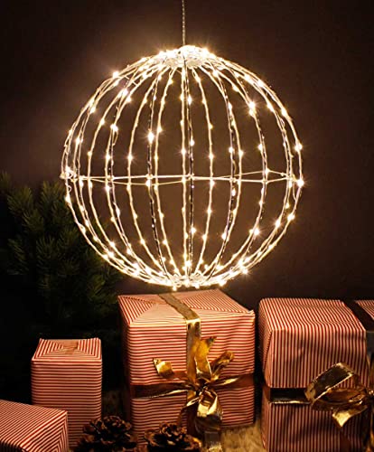 LED Leuchtkugel 30 cm faltbar Weihnachtsbeleuchtung mit Timer Leucht Ball 200 LED Kugelleuchte zum Hängen Lichterkette für Innen und Außen warmweiß LED Leuchtkugel 30 cm faltbar Weihnachtsbeleuchtung mit Timer Leucht Ball 200 LED Kugelleuchte zum Hängen Lichterkette für Innen und Außen warmweiß von Arnusa