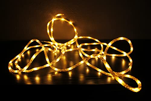 LED Lichterschlauch 5m Glitzer Gold warmweiß Lichterkette Leuchtseil Girlande Weihnachtsbeleuchtung Innen und Außen von Arnusa