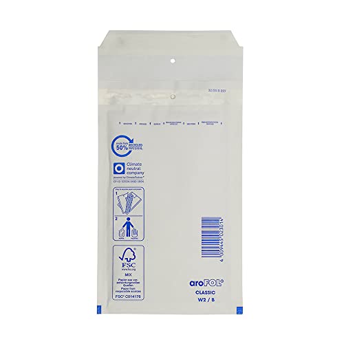 200 x Luftpolsterversandtaschen Weiss - Gr. B / 2 [ 140 x 225 mm ] Luftpolstertaschen Versandtaschen Umschläge von aroFOL
