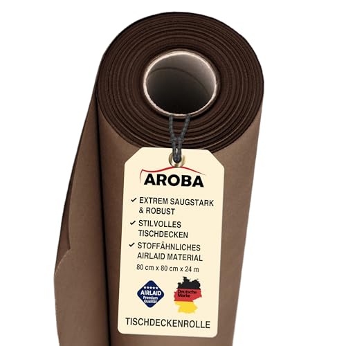 AROBA 1x Airlaid Tischdeckenrolle (Braun, 0,8 m x 24 m) - Stoffähnliche Tischdecke- Hochwertige Tischtuchrolle für Hotel Catering Geburtstag Restaurants Kommunion Taufe von AROBA