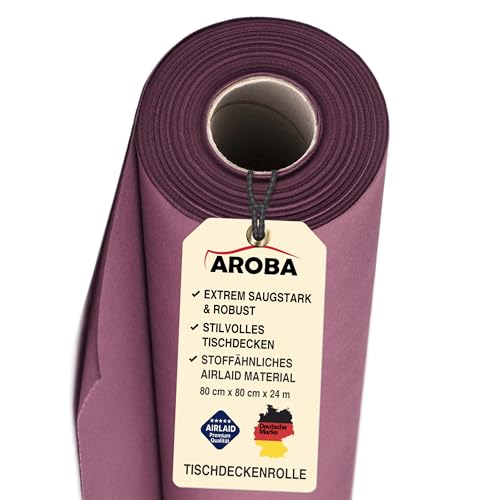 AROBA 1x Airlaid Tischdeckenrolle (Violett, 0,8 m x 24 m) - Stoffähnliche Tischdecke- Hochwertige Tischtuchrolle für Hotel Catering Geburtstag Restaurants Kommunion Taufe von AROBA