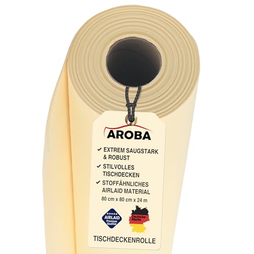 AROBA 2X Airlaid Tischdeckenrollen (Beige, 0,8 m x 24 m) - Stoffähnliche Tischdecke- Hochwertige Tischtuchrolle für Hotel Catering Geburtstag Restaurants Kommunion Taufe von AROBA