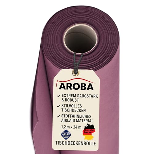 AROBA 1x Airlaid Tischdeckenrolle (Violett, 1,2 m x 24 m) - Stoffähnliche Tischdecke - Hochwertige Tischtuchrolle für Hotel, Catering, Geburtstag, Restaurants, Kommunion, Taufe von AROBA