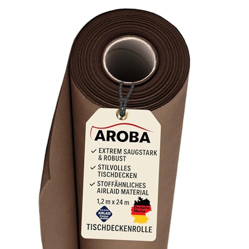 AROBA 2X Airlaid Tischdeckenrollen (Braun, 1,2 m x 24 m) - Stoffähnliche Tischdecke - Hochwertige Tischtuchrolle für Hotel, Catering, Geburtstag, Restaurants, Kommunion, Taufe von AROBA