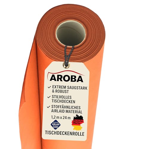 AROBA 2X Airlaid Tischdeckenrollen (Orange, 1,2 m x 24 m) - Stoffähnliche Tischdecke - Hochwertige Tischtuchrolle für Hotel, Catering, Geburtstag, Restaurants, Kommunion, Taufe AROBA 2X Airlaid Tischdeckenrollen (Orange, 1,2 m x 24 m) - Stoffähnliche Tischdecke - Hochwertige Tischtuchrolle für Hotel, Catering, Geburtstag, Restaurants, Kommunion, Taufe von AROBA