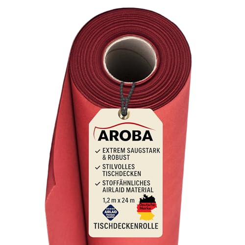 AROBA 2 Airlaid Tischdeckenrollen 1,2 m x 24 m Tischtuchrolle Tischdecke Stoffähnlich | Hochzeit Taufe Geburtstag Kommunion Catering Hotel Gastronomie | Premium QUALITÄT | Rot von AROBA