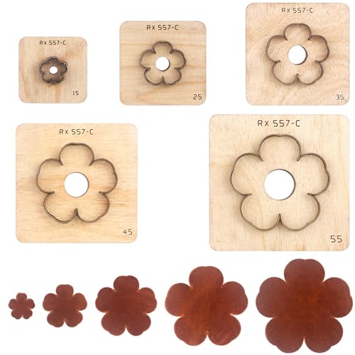 Leder-Stanzformen, 5 Stück, Blumenform, Leder-Stanzwerkzeug, Stanzform für DIY-Lederhandwerk (Blume 1) von Arokimi