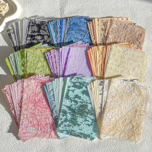 108 Blatt einzigartiges strukturiertes Scrapbook-Papier und Netzstoff-Set – 9 Stück, keine Wiederholung, sortiert, gemischtes Spezialpapier für Scrapbooking, Planer, Bullet Junk, Journal, Zubehör 108 Blatt einzigartiges strukturiertes Scrapbook-Papier und Netzstoff-Set – 9 Stück, keine Wiederholung, sortiert, gemischtes Spezialpapier für Scrapbooking, Planer, Bullet Junk, Journal, Zubehör von Aromoty