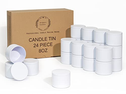 Aroparc Weiße Kerzendosen, 237 ml, 24 Stück, gerade Seiten, Großhandel, Kerzenbehälter für Kerzenherstellung, Großhandel, Weiß von Aroparc