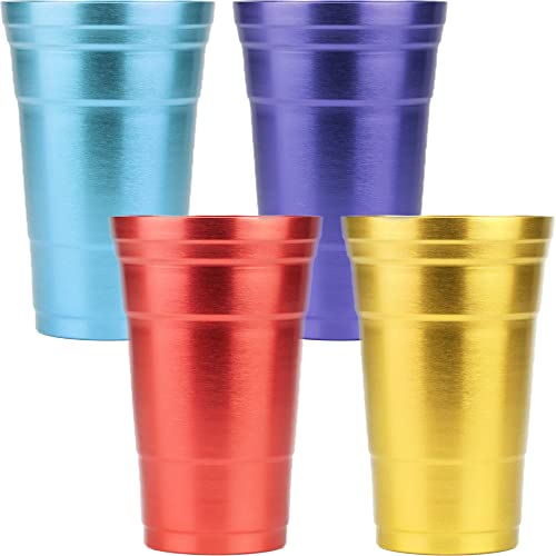 Arora Aluminium-Metallbecher, eloxiert, mehrfarbig, blau, rot, gelb, lila, Partybecher-Set, Aluminium-Trinkbecher, 680 ml, 4 Stück Arora Aluminium-Metallbecher, eloxiert, mehrfarbig, blau, rot, gelb, lila, Partybecher-Set, Aluminium-Trinkbecher, 680 ml, 4 Stück von Arora