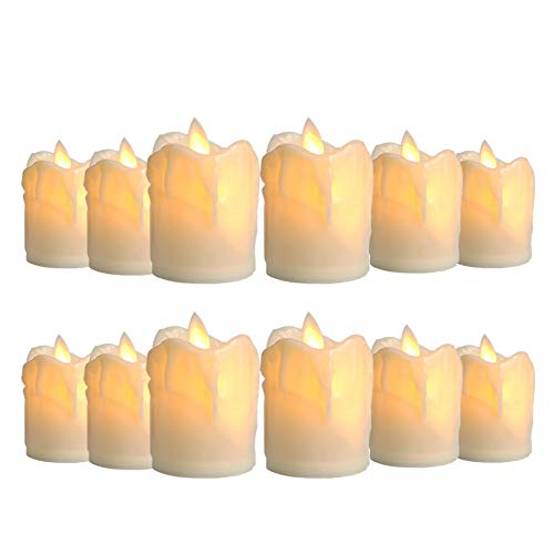 Arotelicht LED Kerzen 12er Set, LED Flammenlose Tealights flackernde Kerzen flackernd [Batterien enthalten] Dekoration für Weihnachten, Weihnachtsbaum, Ostern, Hochzeit, Party von Arotelicht
