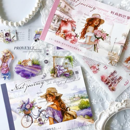 Arpaper 20 Blätter Scrapbooking Aesthetic Stickers Landschaft Scrapbook Aufkleber Zubehör Set für Journaling, Tagebuch, Scrapbooking,Fotoalbum,Bullet Journal Zubehör（Unterwegs in Paris Provence） von Arpaper