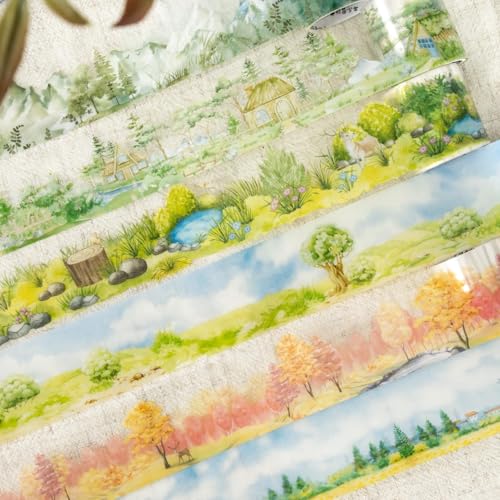 6 Rolls Scrapbook Stickers Set,Rural scenery Bullet Journal Zubehör stickers,Arpaper PET Washi Tape Aesthetic Sticker Decorative for Journaling,Photo Album,Mobile Phone,DIY Crafts(Rural Fairy Tale) von Arpaper