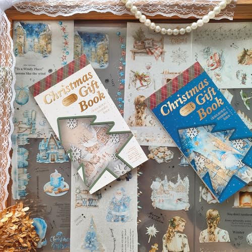 Arpaper 36 Blätte Scrapbook Zubehör,Christmas Scrapbooking Stickers Weihnachten Sticker für Bullet Journal,Fotoalbum,Notebook,DIY Journaling,Painting(Christmas Snow Night) von Arpaper