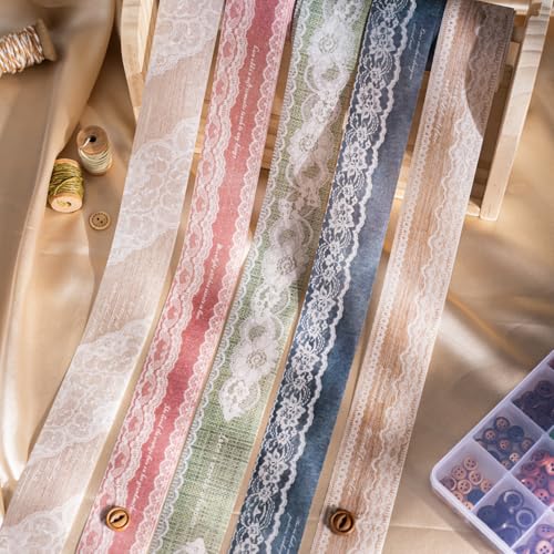 Arpaper 6 Rolls Scrapbook Stickers Tape,Spitzenstoff Thema Scrapbooking Zubehör für Fotoalbum,Notebook,DIY Journaling,Painting(Pattern Lace von Arpaper