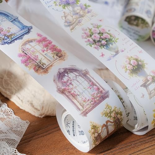 Bullet Journal Zubehör Stickers Set,Blumen Girls Vintage Aesthetic Scrapbooking Stickers,Arpaper 6 Rolls Washi Tape Stickers Decorative for Journal Zubehör,Laptop,Photo Album(Flower Mirror Series) von Arpaper