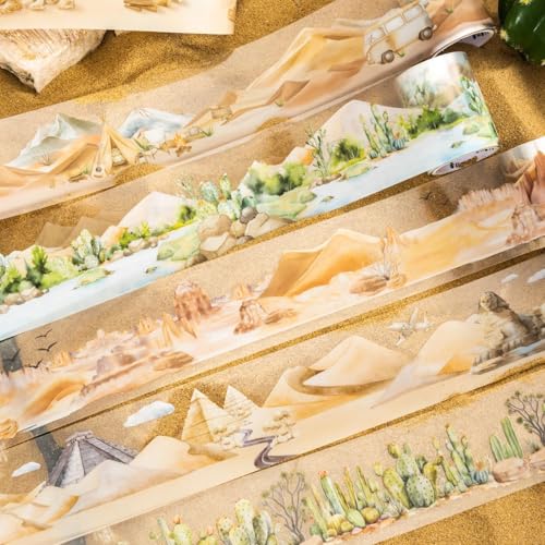 Arpaper Scrapbook Set,6 Rolls Bullet Journal Zubehör Sticker,Desert Scenery Themed PET Washi Tape Aesthetic Stickers Decorative for Journaling Zubehör,Photo Album(Desert Journey Series von Arpaper