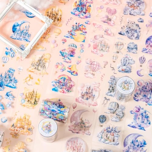 Arpaper Scrapbook Zubehör Set,6 Rolls PET Washi Tape Sticker,Sky Castle Themed Aesthetic Stickers Decorative for BullNoteet Journal Zubehör,Journaling,Photo Album,book(Cloud Kingdom Series) von Arpaper
