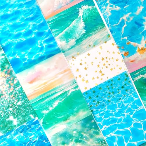 Arpaper Scrapbook Zubehör Stickers,PET Ocean Wasserwellen Musterpapier für Bullet Journal Fotoalbum,Notebook,DIY Journaling,Painting（The Color of The Sea 2） von Arpaper