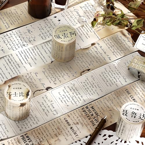 Arpaper Scrapbooking Zubehör Stickers Set,6 Rolls PET Washi Tape Stickers,Vintage English Poetry Aesthetic Stickers Decorative for Journal,Bullet Journal Zubehör,Photo Album(Epic Symphony Series) von Arpaper