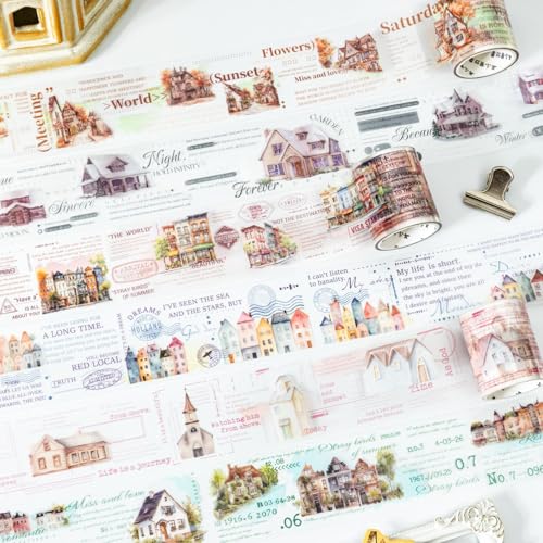 Scrapbook Stickers,Arpaper Bullet Journal Zubehör Sticker,6 Rolls PET Architectural English Aesthetic Washi Tape Stickers Decorative for Journal Zubehör,Notebook,Photo Album(Small Town Story Series) Scrapbook Stickers,Arpaper Bullet Journal Zubehör Sticker,6 Rolls PET Architectural English Aesthetic Washi Tape Stickers Decorative for Journal Zubehör,Notebook,Photo Album(Small Town Story Series) von Arpaper