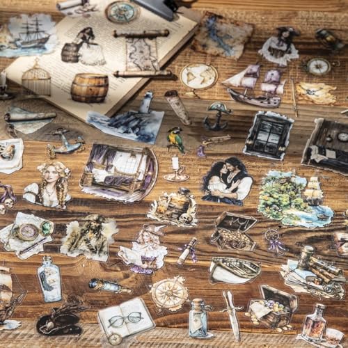 Scrapbooking Bullet Journal Zubehör,120pcs Scrapbook Zubehör PET Nautische Serien Scrapbook Stickers für Fotoalbum,Notebook,DIY Journaling,Painting(Maritime Travel) von Arpaper