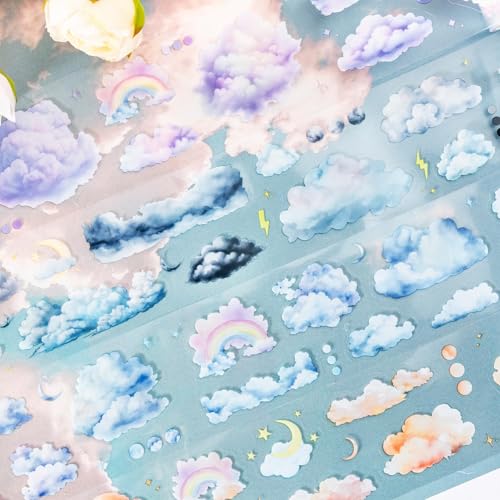 Scrapbooking Stickers,Arpaper Bullet Journal Zubehör Sticker,6 Rolls PET Cloud&Rainbow Aesthetic Washi Tape Stickers Decorative for Journal Zubehör,Photo Album,Mobile phone,Notebook(A Cloud Series) Scrapbooking Stickers,Arpaper Bullet Journal Zubehör Sticker,6 Rolls PET Cloud&Rainbow Aesthetic Washi Tape Stickers Decorative for Journal Zubehör,Photo Album,Mobile phone,Notebook(A Cloud Series) von Arpaper