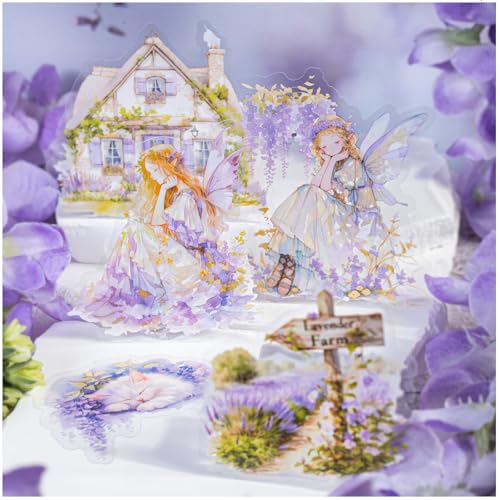 Scrapbooking Stickers,Violet Garden Aufkleber Zubehör, Blumen PET Sticker Aesthetic for Junk Journal, Bullet Journal,Zeitschriften,Tasse,DIY Kunst Tagebuch Planer Album Notizbuc(Violet Garden) von Arpaper