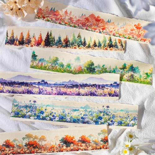 Scrapbooking Zubehör Stickers Set,Arpaper Washi Tape Stickers,6 Rolls PET Blumen Forest Aesthetic Stickers Decorative for Journal,Bullet Journal Zubehör,Notebook,Photo Album(Flower Forest Series) von Arpaper