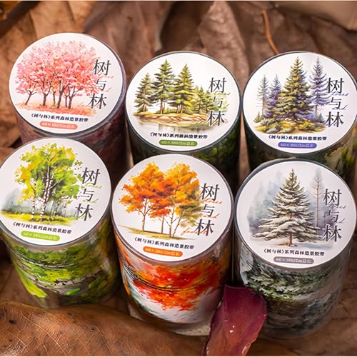 Washi Tape Stickers,Bullet Journal Zubehör Sticker,Arpaper 6 Rolls PET Forest Blumen Aesthetic Scrapbooking Stickers Decorative for Journal Zubehör,Photo Album,Notebook,DIY Crafts(Tree Forest Series) Washi Tape Stickers,Bullet Journal Zubehör Sticker,Arpaper 6 Rolls PET Forest Blumen Aesthetic Scrapbooking Stickers Decorative for Journal Zubehör,Photo Album,Notebook,DIY Crafts(Tree Forest Series) von Arpaper
