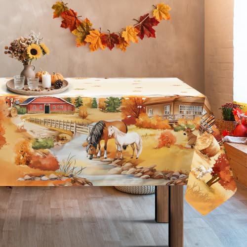 Arquiel Herbst Waldbaum Tischdecke Rechteckige, Orange Tischtuch Abwaschbar Vintage Erntedankfest Tischdecken für Party Picknick Herbst Abendessen Dekor(140 x 180 cm) von Arquiel