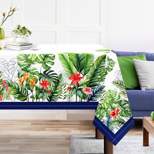 Arquiel Rechteckige Tischdecke Tropisch Palmenblätter, 152x213 cm, Polyester, Wasserfest, Fleckendicht, Knitterfrei, Für Garten, Küche, Essen, Parteien, Sommer Arquiel Rechteckige Tischdecke Tropisch Palmenblätter, 152x213 cm, Polyester, Wasserfest, Fleckendicht, Knitterfrei, Für Garten, Küche, Essen, Parteien, Sommer von Arquiel