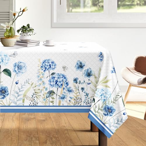Arquiel Tischdecke Blume Schmetterling, Tischdecken Abwaschbar Rechteckige Tischtuch Frühling Hortensie Tischdeck für Haus Küche Esszimmer Party Dekoration(140 x 180 cm) von Arquiel