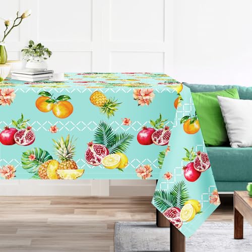 Arquiel Tischdecke Hawaiianische Früchte, Tischdecken Abwaschbar Rechteckige Tischtuch Ananas Zitrone Tischdeck Für Garten, Küche Essen Parteien Sommer (152X213Cm) von Arquiel