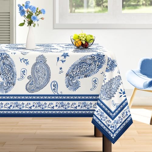 Arquiel Tischdecke Paisley Muster Blumen, Tischdecken Abwaschbar Rechteckige Wasserabweisend Tischtuch Boho Vintage Tischdeck Für Garten, Küche Essen Parteien FrüHling/Sommer (152X213Cm) von Arquiel
