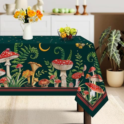 Arquiel Tischdecke Pilz, Tischdecken Abwaschbar Wasserabweisend Rechteckige Tischtuch Frühling Französisch Tischdeck für Haus Küche Esszimmer Party Dekoration(140 x 180 cm) von Arquiel
