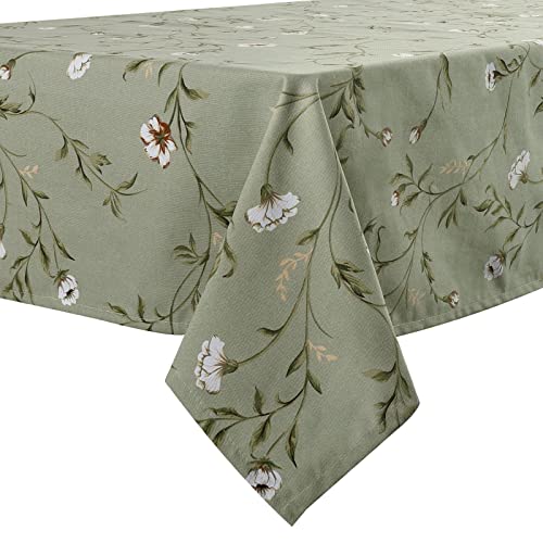 Arquiel Tischdecke Rechteckige Floral, Tischdecken mit Pflaumenblumen, Polyester Langlebige Abwaschbar Tischdeck FüR KüChe Essen Parteien (Grün,140x180cm) von Arquiel