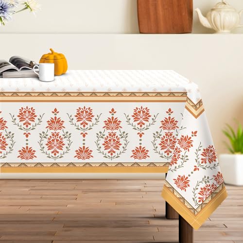 Arquiel Tischdecke Rechteckige Florale, Boho Tischtuch Blumen Wasserabweisend StrapazierfäHiges Aquarell, Abwischbar Erblühen Tischdeck FüR KüChe, Hochzeit, Drinnen, Herbst(152 x 213 cm) von Arquiel