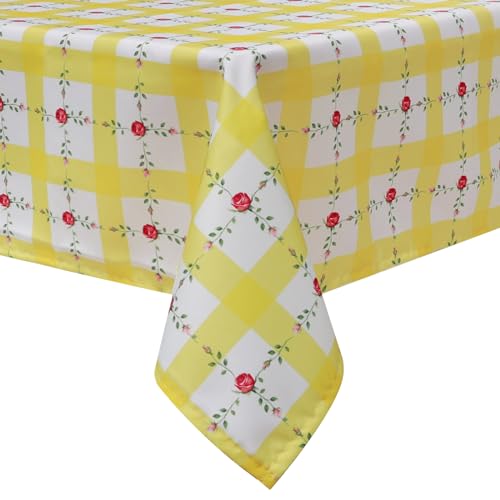 Arquiel Tischdecke Rechteckige Florale, Geometrie Wasserabweisend Tischdecken Tischtuch Deko, Polyester Tischdeck FüR Garten, Picknick KüChe Parteien FrüHling/Sommer (152 x 213 cm) von Arquiel