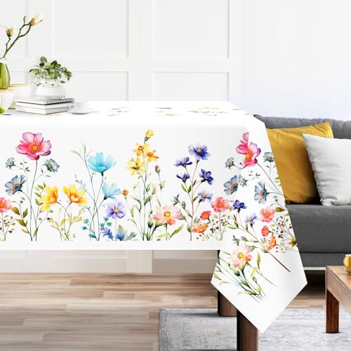 Arquiel Tischdecke Rechteckige Florale, Tischtuch Blumen Wasserabweisend StrapazierfäHiges Aquarell, Abwischbar Tischdeck FüR Abendessen, KüChe, Hochzeit, Drinnen, FrüHling/Sommer(152 x 213 cm) von Arquiel