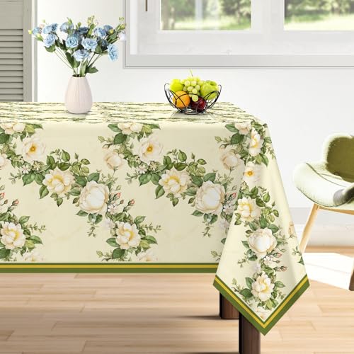 Arquiel Tischdecke Rechteckige Florale, Wasserabweisend Aquarell Tischdecken Tischtuch Deko, Polyester Tischdeck FüR Garten, Picknick KüChe Parteien FrüHling/Sommer (152x213cm) von Arquiel